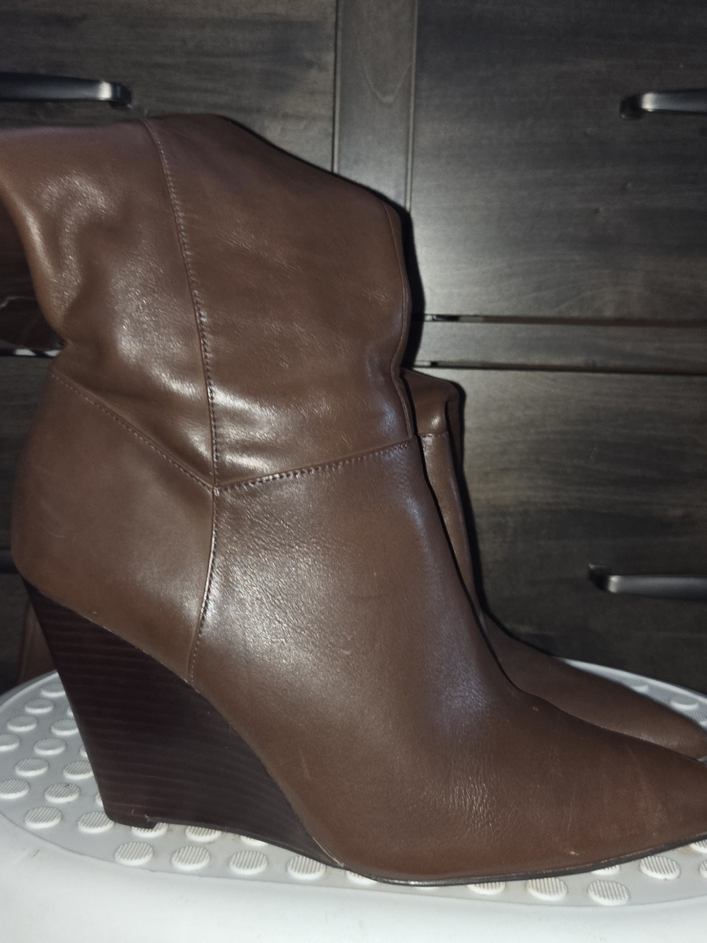 Aldo Chocolate Brown Leather Wedge Boots